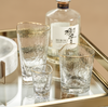 Aperitivo Triangular DOF Glass, Clear w/Gold Rim-Blue Hand Home