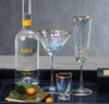 Aperitivo Triangular Martini Glass Lustre w/Gold Rim-Blue Hand Home