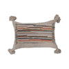 24" x 16" Woven Cotton Slub Lumbar Pillow w/ Applique, Fringe & Tassels, Poly Fill-Blue Hand Home