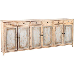 Greta Long Cabinet Antique Natural With Antique Grey Doors-Olde Door Company-Blue Hand Home