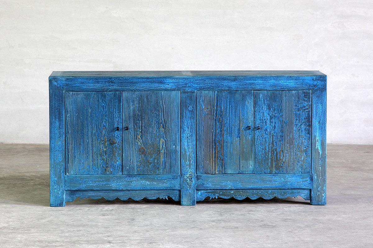 Weathered Blue Gansu Buffet-Organic Restoration-Blue Hand Home