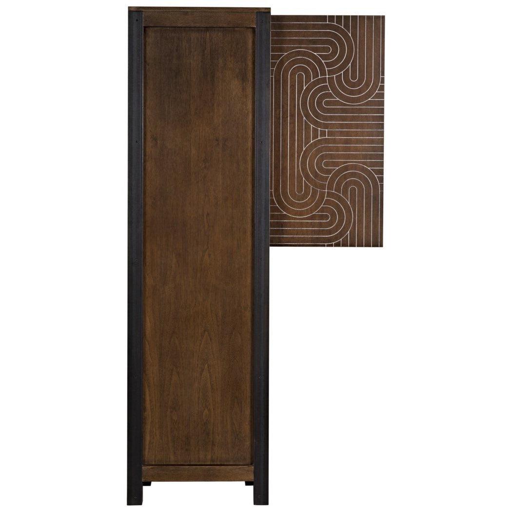 Labyrinth Armoire, Walnut/Steel Trim-CFC Furniture-Blue Hand Home