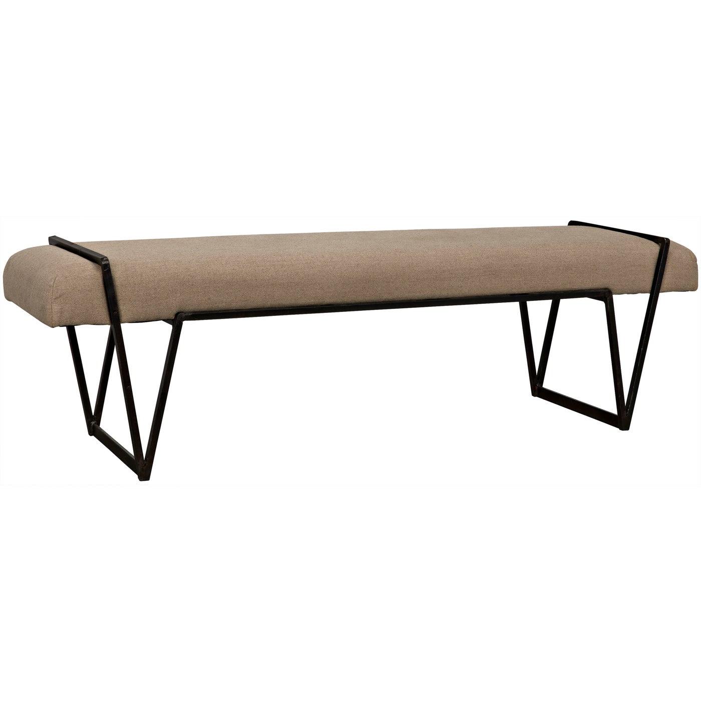 Noir Larkin Bench, Steel with Linen-Noir Furniture-Blue Hand Home