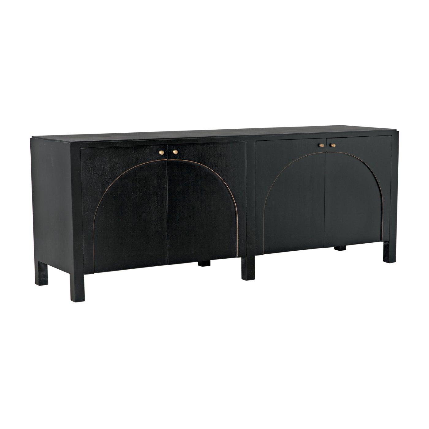 Noir Weston Sideboard, Hand Rubbed Black with Light Brown Trim-Noir Furniture-Blue Hand Home