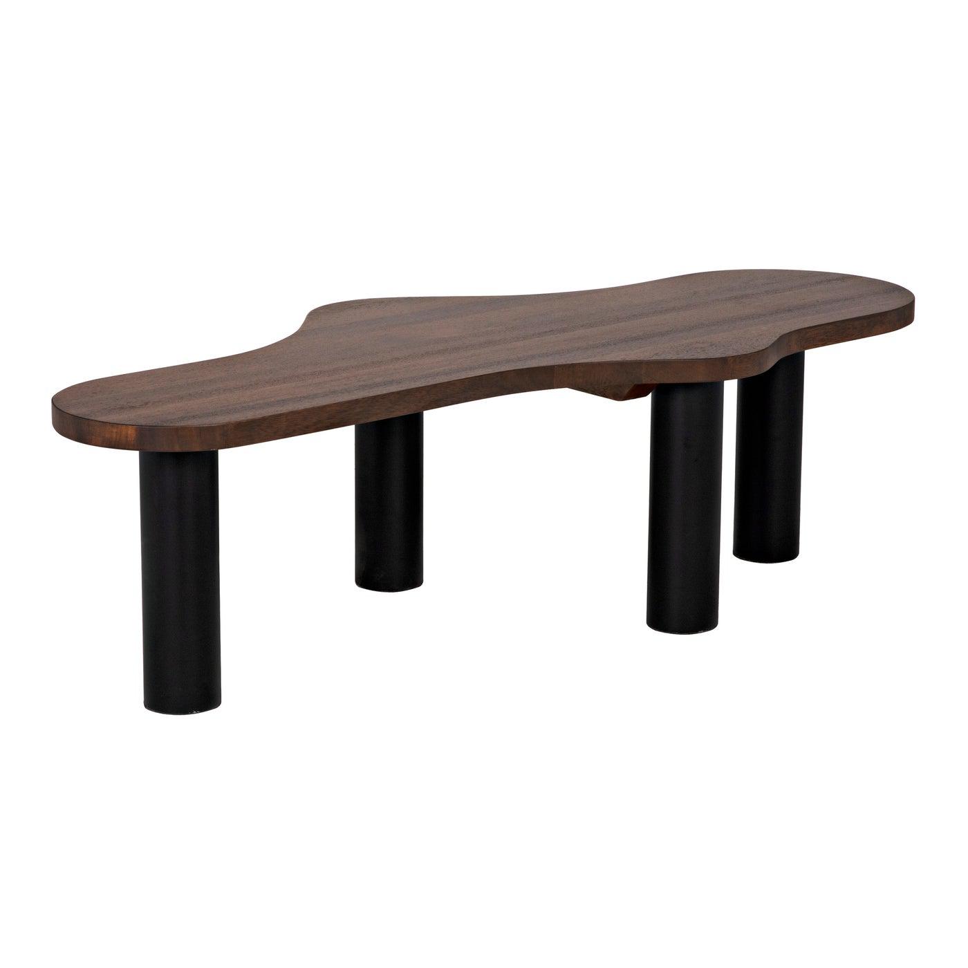 Schulz Coffee Table, Dark Walnut with Black Steel Base-Noir Furniture-Blue Hand Home