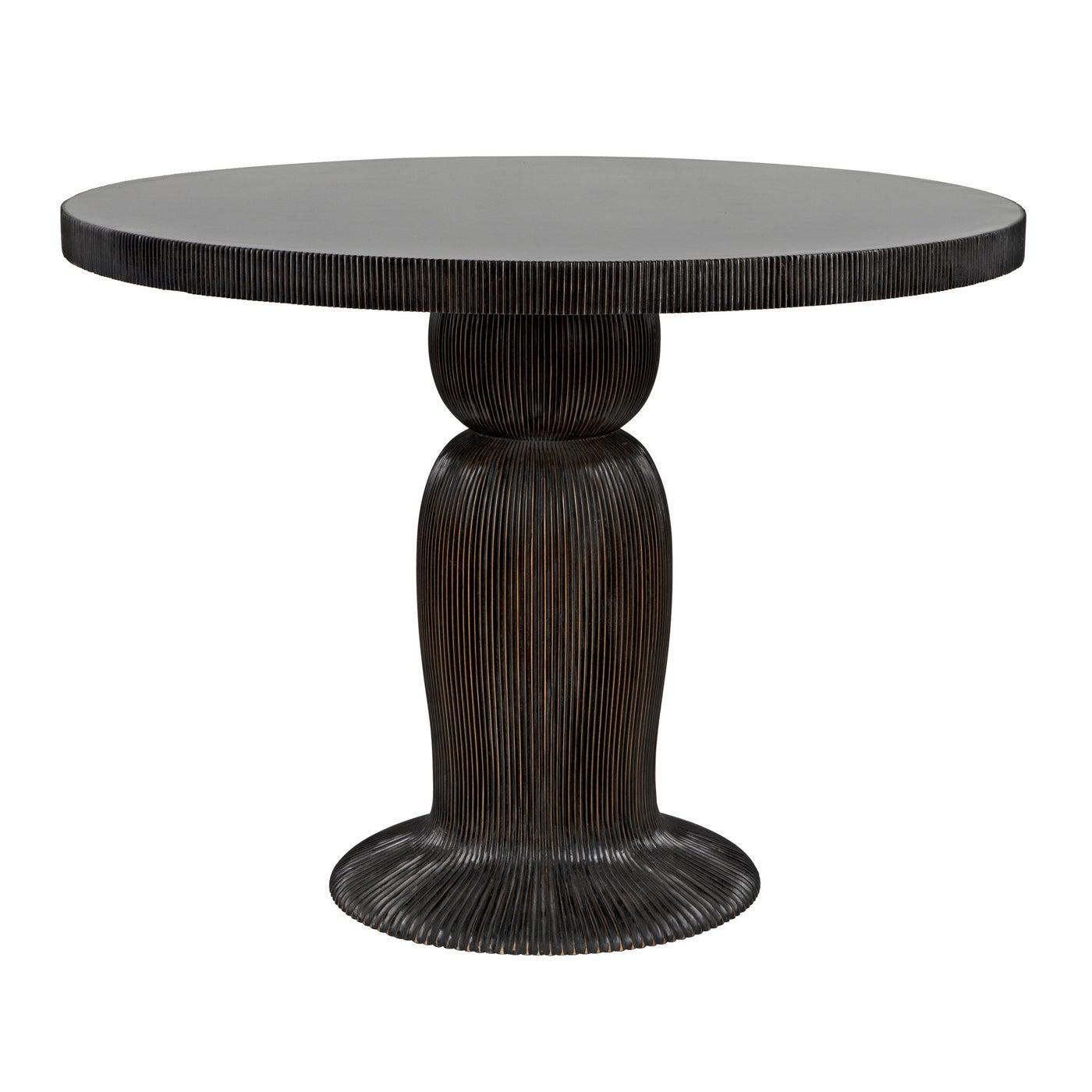 Noir Portobello Dining Table, Hand Rubbed Black with Light Brown Trim-Noir Furniture-Blue Hand Home