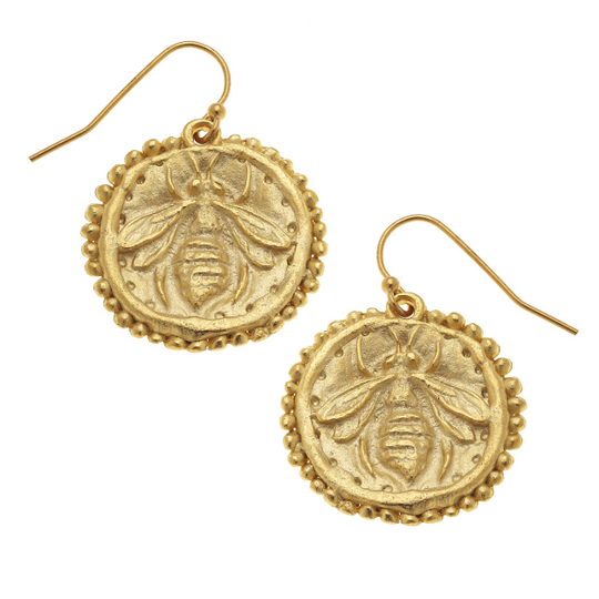 Susan Shaw Handcast Gold Bee Earrings