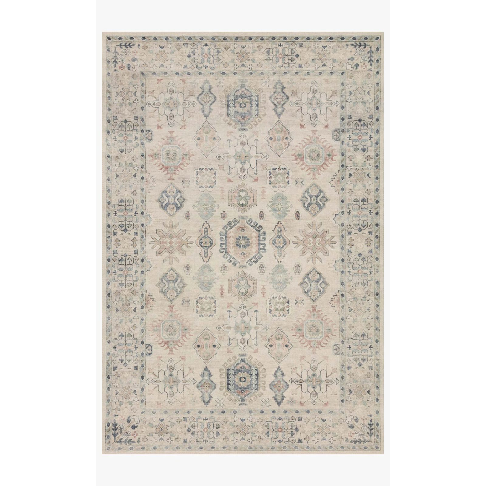 Loloi Rugs Belladonna BLOSBLM-04IVML500R 5'0 x 5'0 Round Ivory / Multi Rug, Jacksonville Furniture Mart