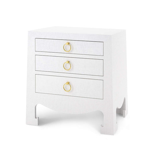 Villa & House - Jacqui 3-Drawer Side Table In White Grasscloth-Bungalow 5-Blue Hand Home