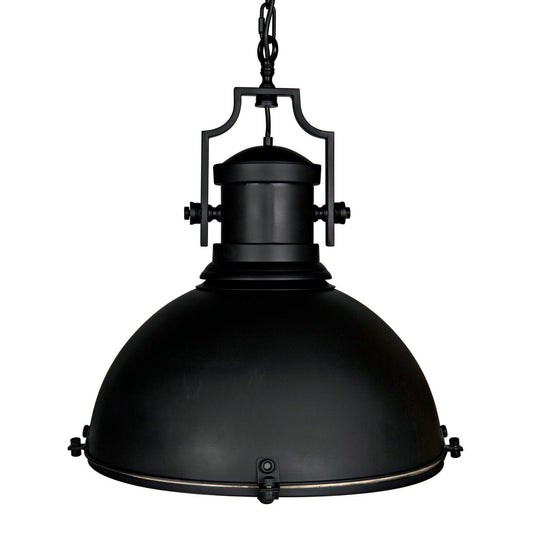 Metal Marine Fixture Pendant, Black Steel-Noir Furniture-Blue Hand Home