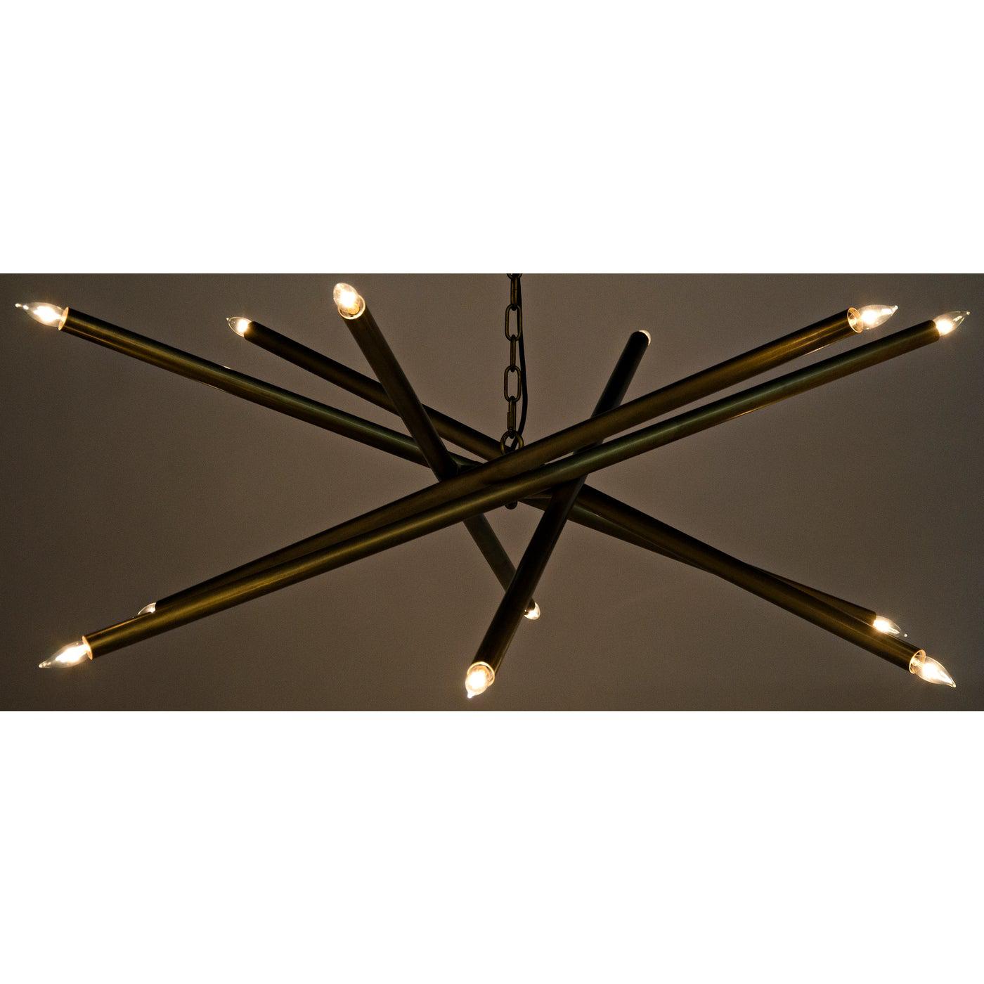 Ikram Chandelier, Metal with Brass Finish-Noir Furniture-Blue Hand Home