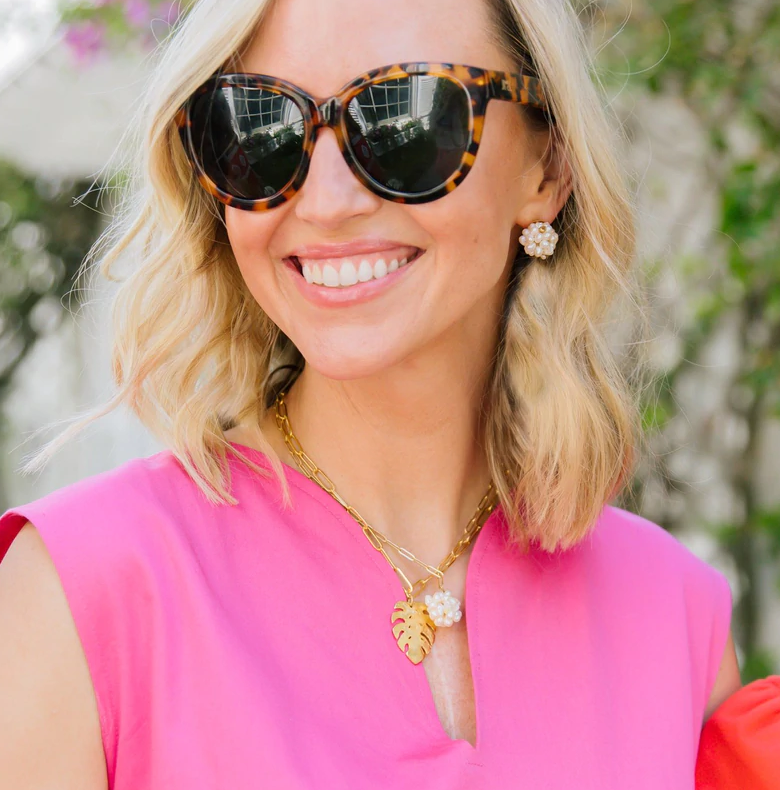 Susan Shaw Handcast Gold Monstera Leaf on Paperclip Chain Necklace-Susan Shaw Jewelry-Blue Hand Home