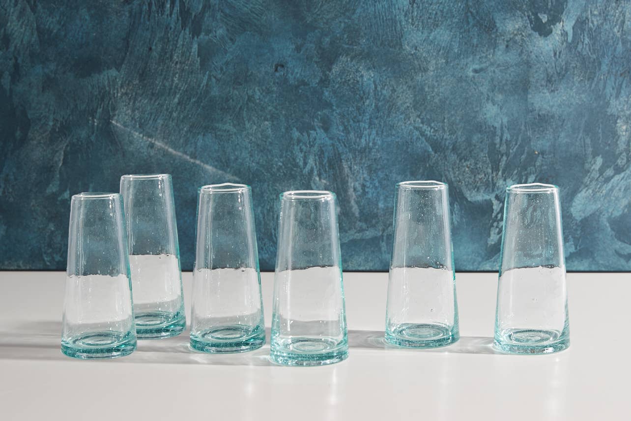 Moroccan Cone Champagne Glasses-Verve Culture-Blue Hand Home