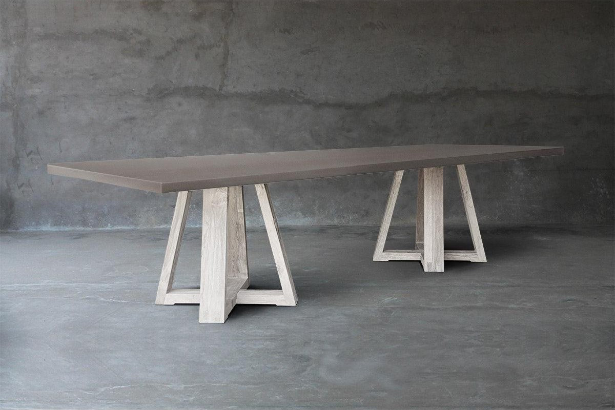 Concrete Top Dining Table - Double X Base-Organic Restoration-Blue Hand Home