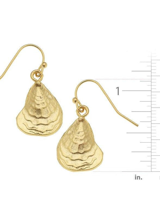 Susan Shaw Gold Oyster Shell Dangle Earrings