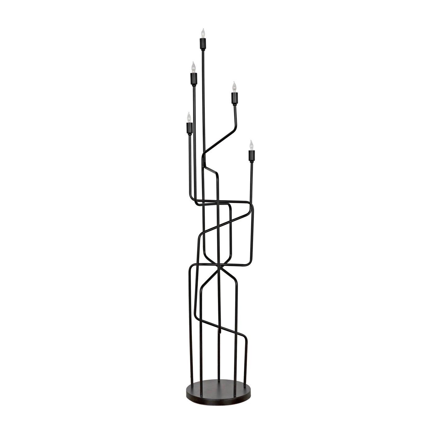 Noir Moriarty Floor Lamp, Black Metal-Noir Furniture-Blue Hand Home