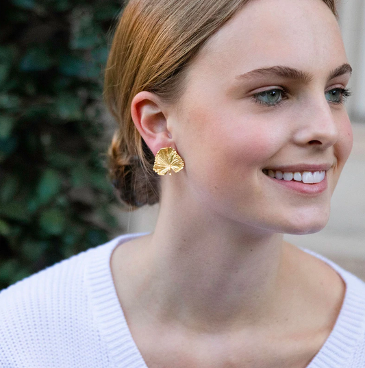 Gold Lilypad Studs-Susan Shaw Jewelry-Blue Hand Home