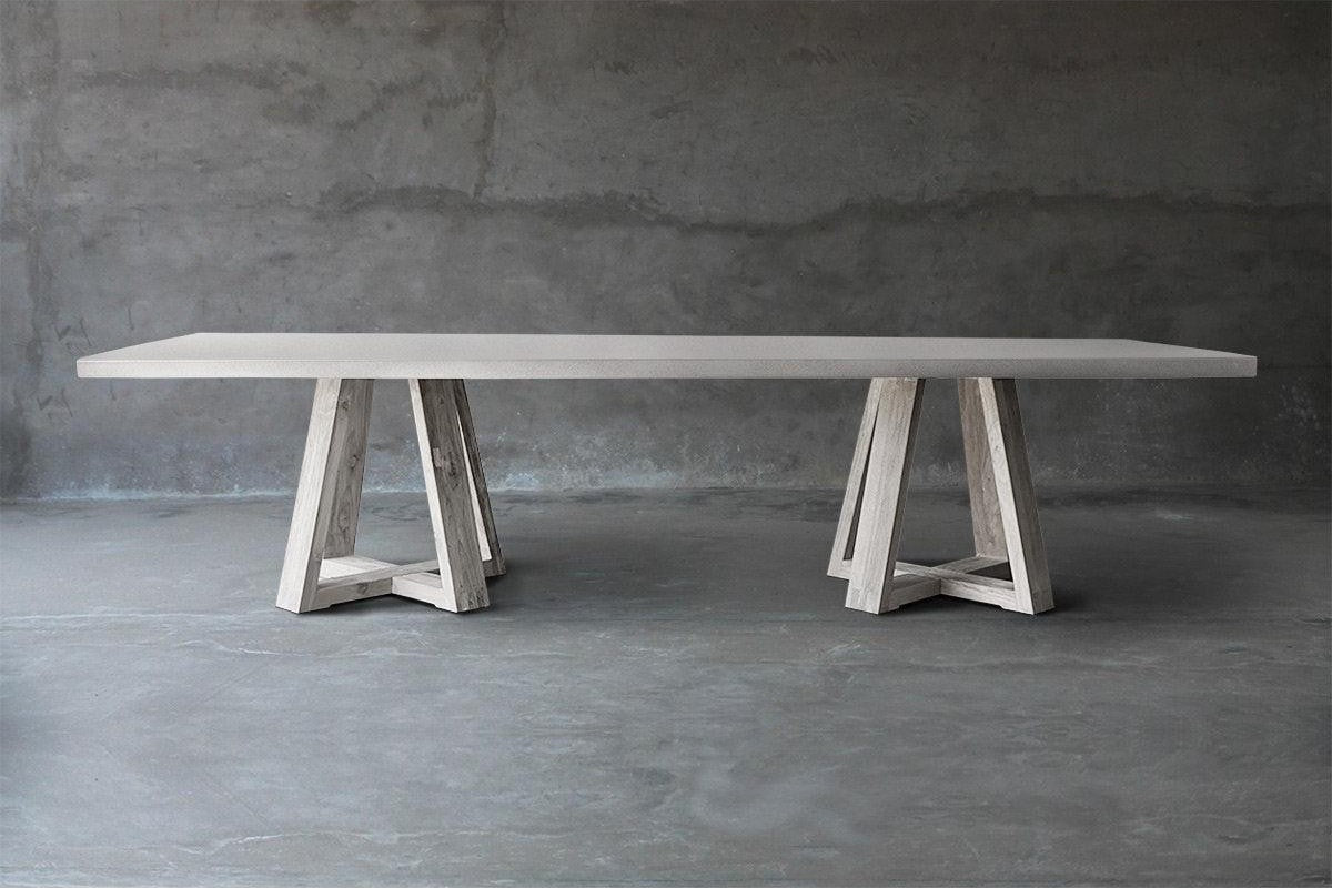 Concrete Top Dining Table - Double X Base-Organic Restoration-Blue Hand Home