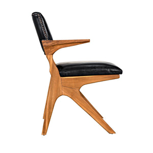 Dolores Chair, Teak with Leather-Noir Furniture-Blue Hand Home