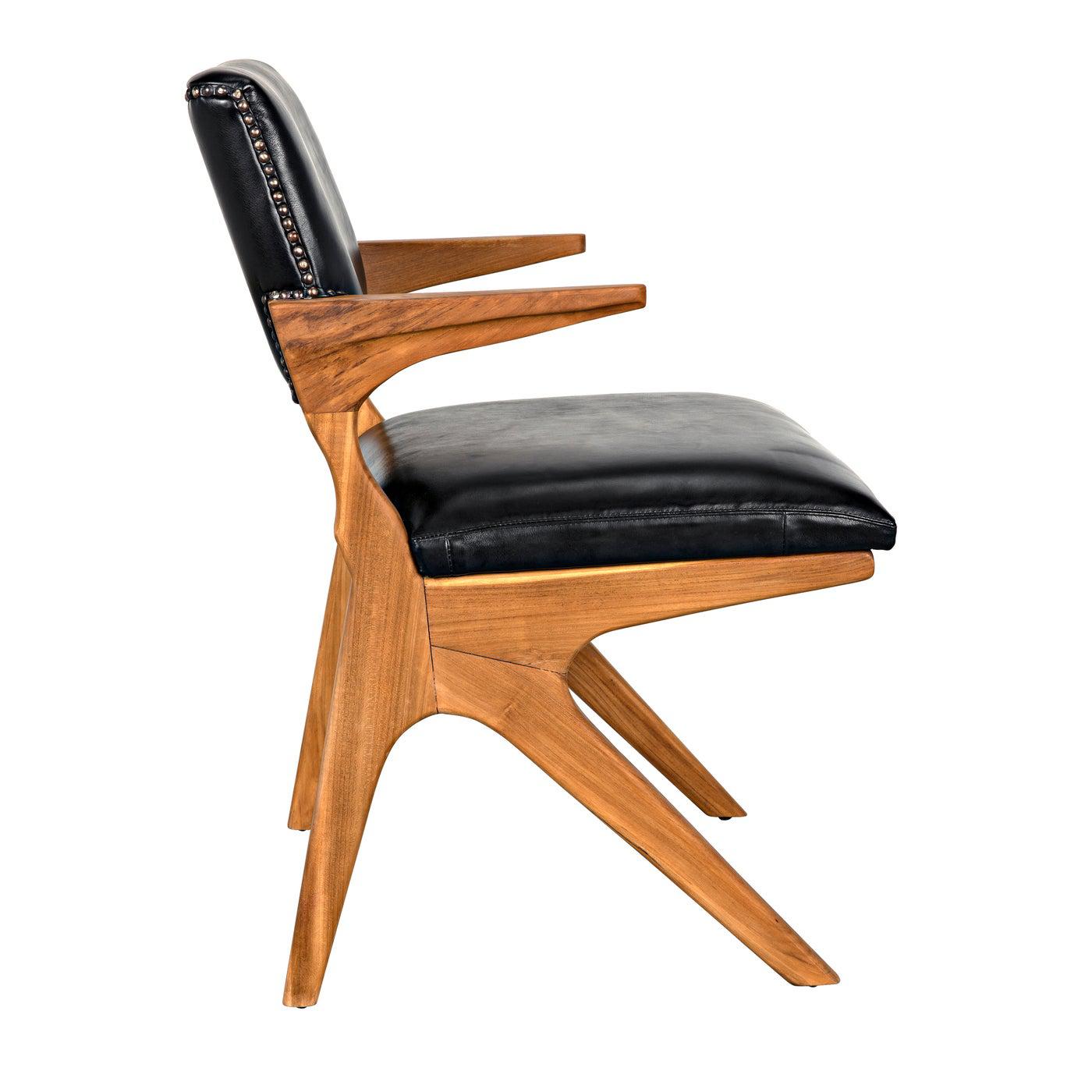 Dolores Chair, Teak with Leather-Noir Furniture-Blue Hand Home