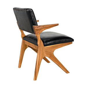 Dolores Chair, Teak with Leather-Noir Furniture-Blue Hand Home