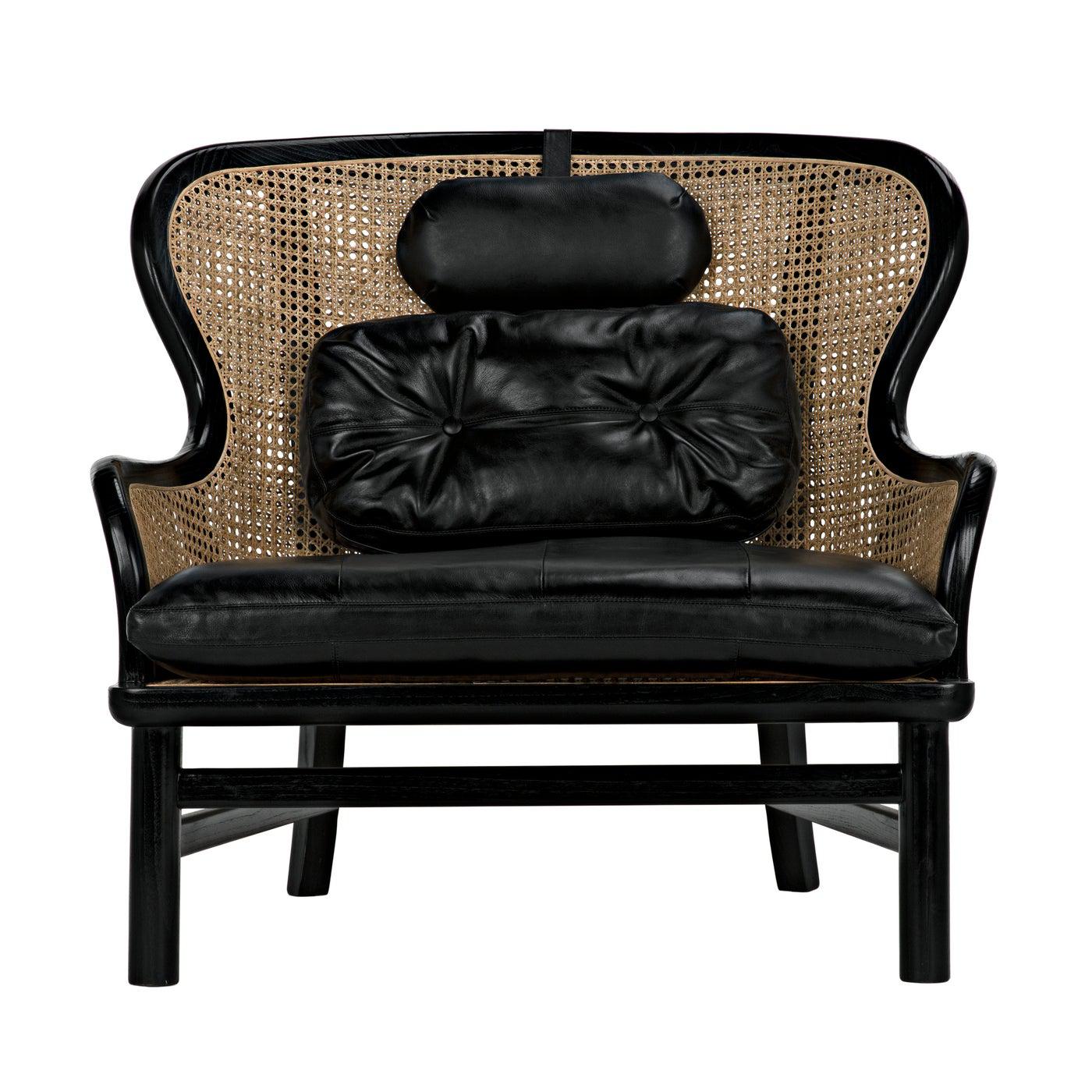 Marabu Chair, Charcoal Black with Leather-Noir Furniture-Blue Hand Home