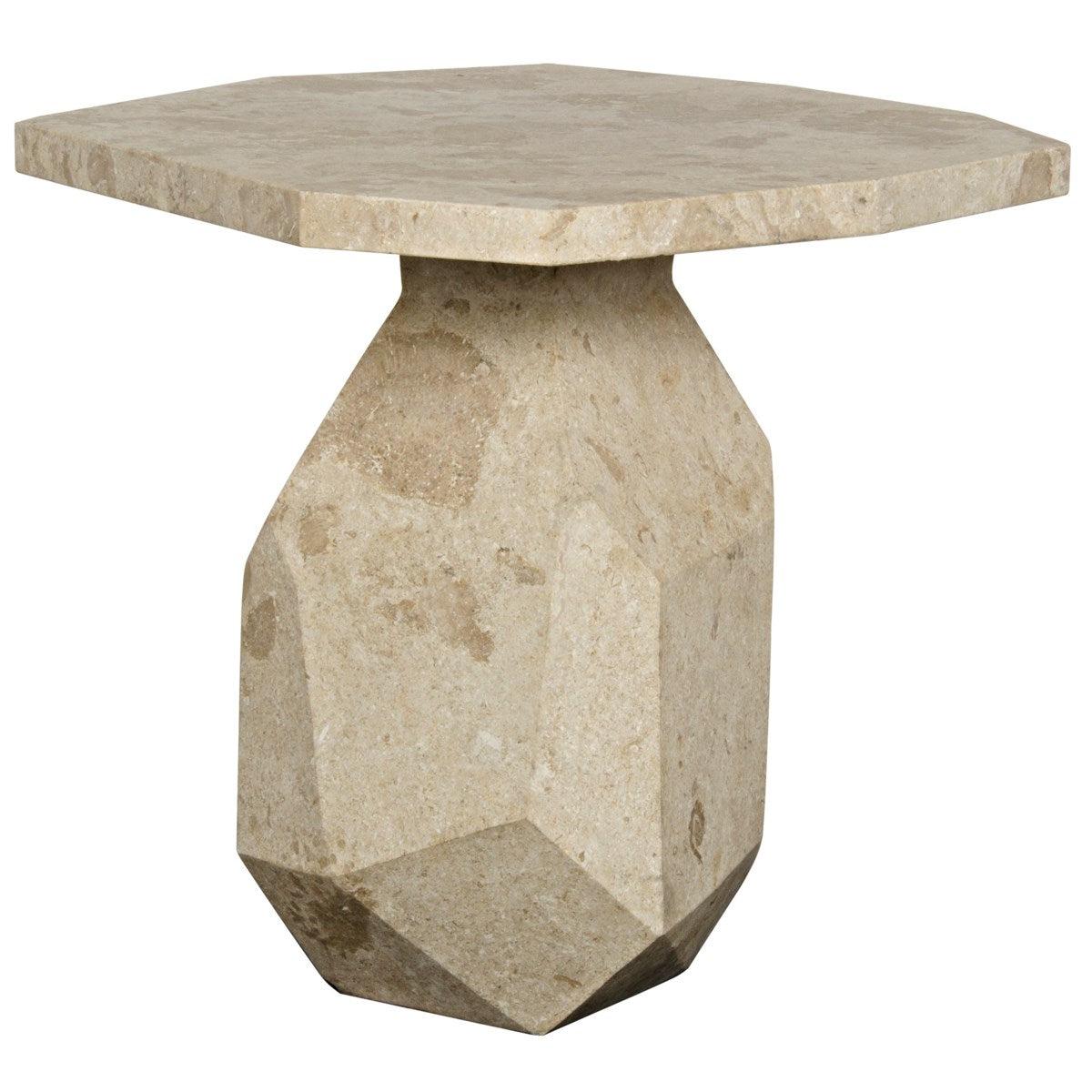 Noir Furniture Polyhedron Side Table, White Marble-Noir Furniture-Blue Hand Home