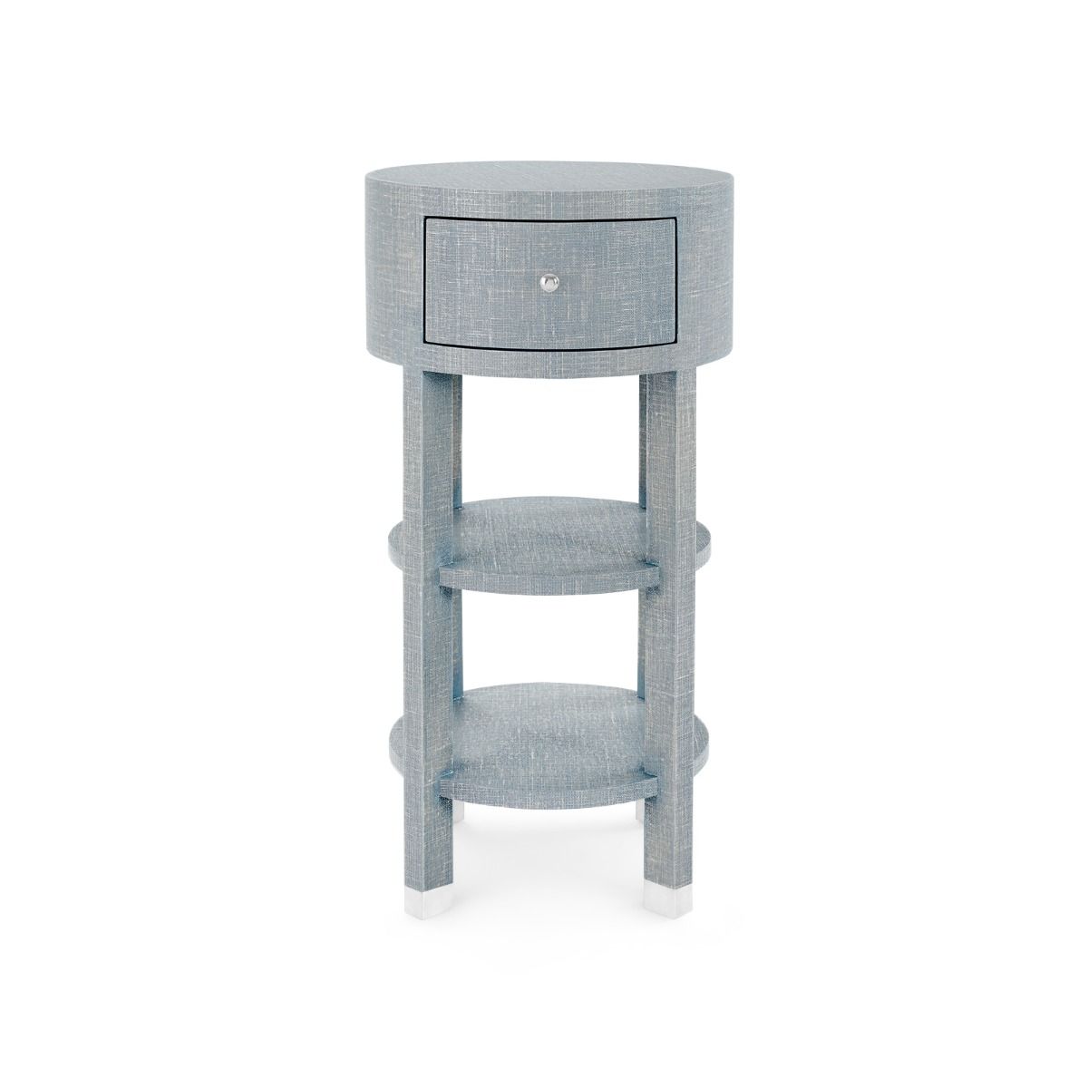 Villa & House - Claudette 1-drawer Round Side Table, Gray And Nickel-Bungalow 5-Blue Hand Home