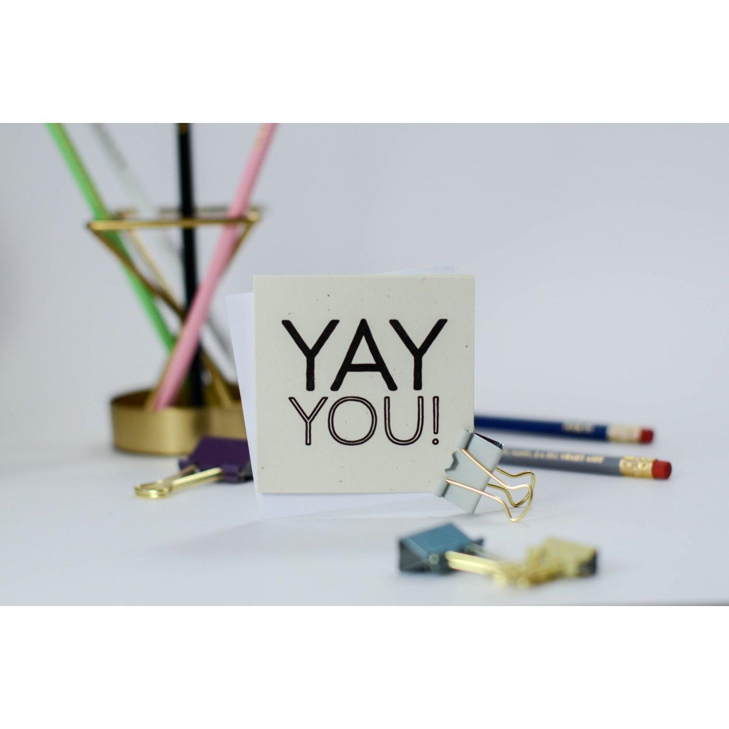 Tiramisu Paperie - Yay You Mini Notecard-Tiramisu Paperie-Blue Hand Home