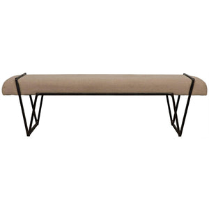 Noir Larkin Bench, Steel with Linen-Noir Furniture-Blue Hand Home