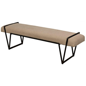 Noir Larkin Bench, Steel with Linen-Noir Furniture-Blue Hand Home