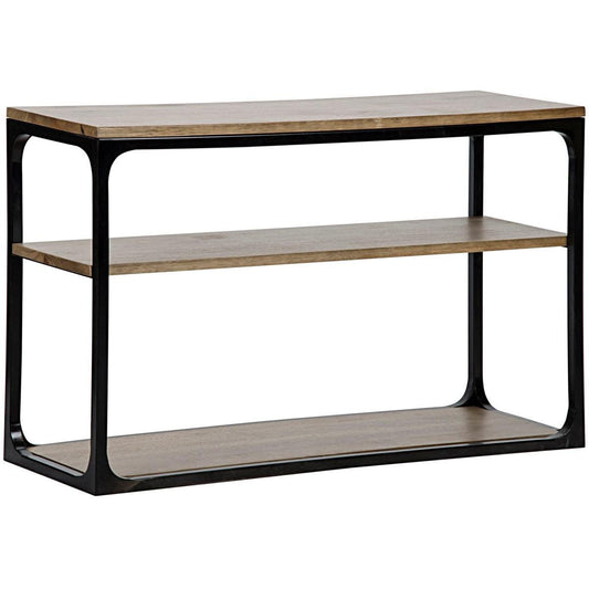 Noir Furniture Small Novie Console with Black Metal, Walnut-Noir Furniture-Blue Hand Home