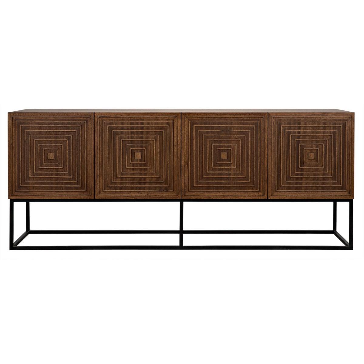 Noir Furniture Lanon Sideboard with Metal Base, Dark Walnut-Noir Furniture-Blue Hand Home