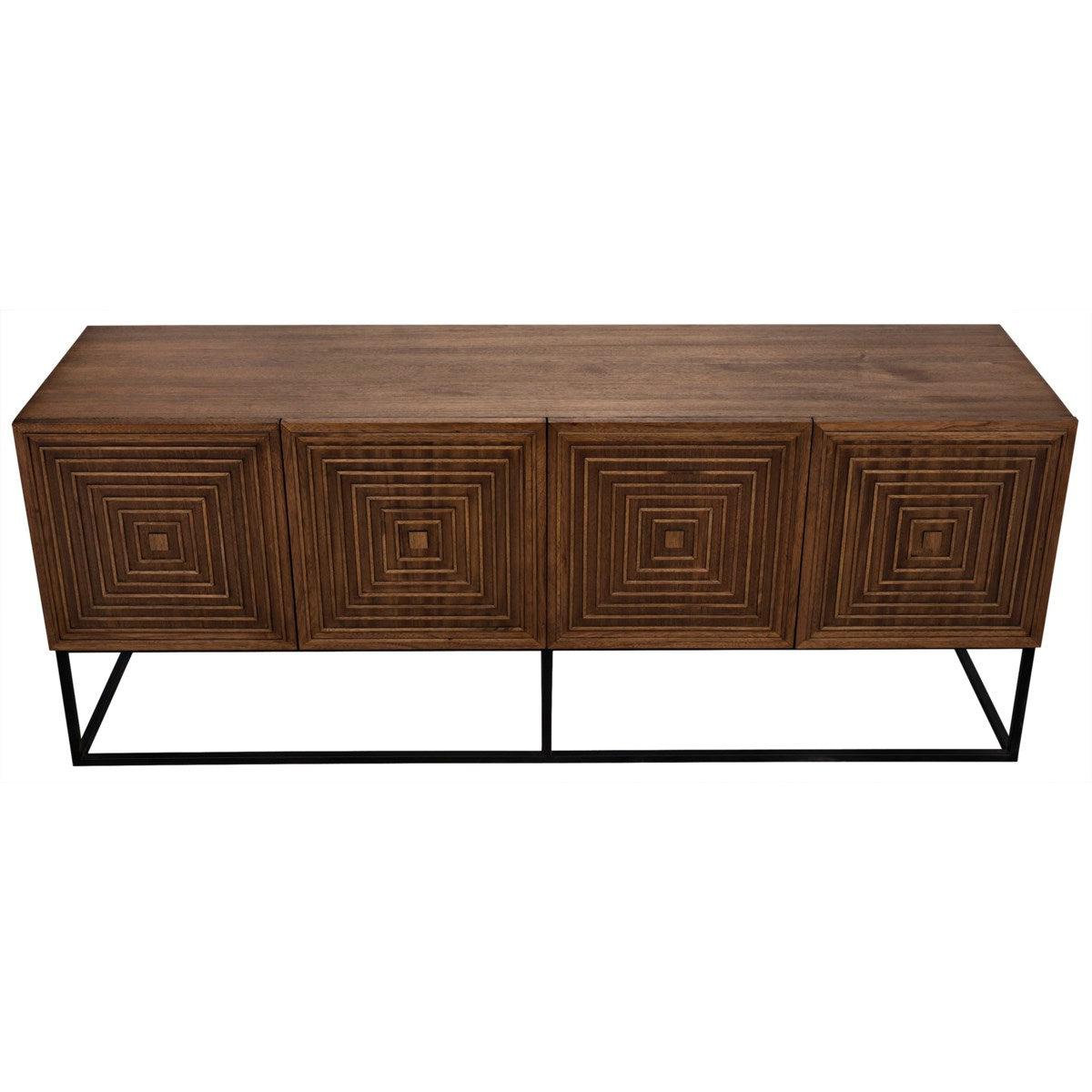 Noir Furniture Lanon Sideboard with Metal Base, Dark Walnut-Noir Furniture-Blue Hand Home