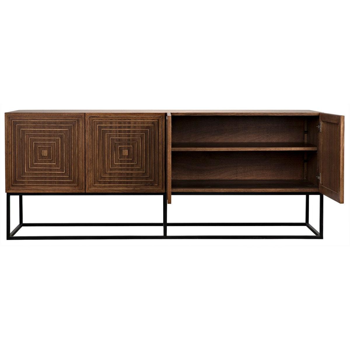 Noir Furniture Lanon Sideboard with Metal Base, Dark Walnut-Noir Furniture-Blue Hand Home