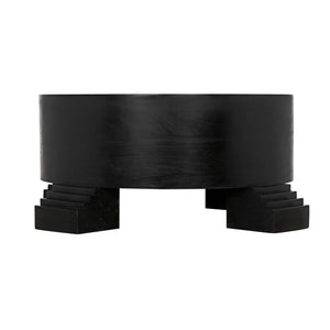 Tambour Coffee Table, Hand Rubbed Black with Veneer Top-Noir Furniture-Blue Hand Home