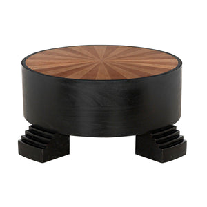 Tambour Coffee Table, Hand Rubbed Black with Veneer Top-Noir Furniture-Blue Hand Home