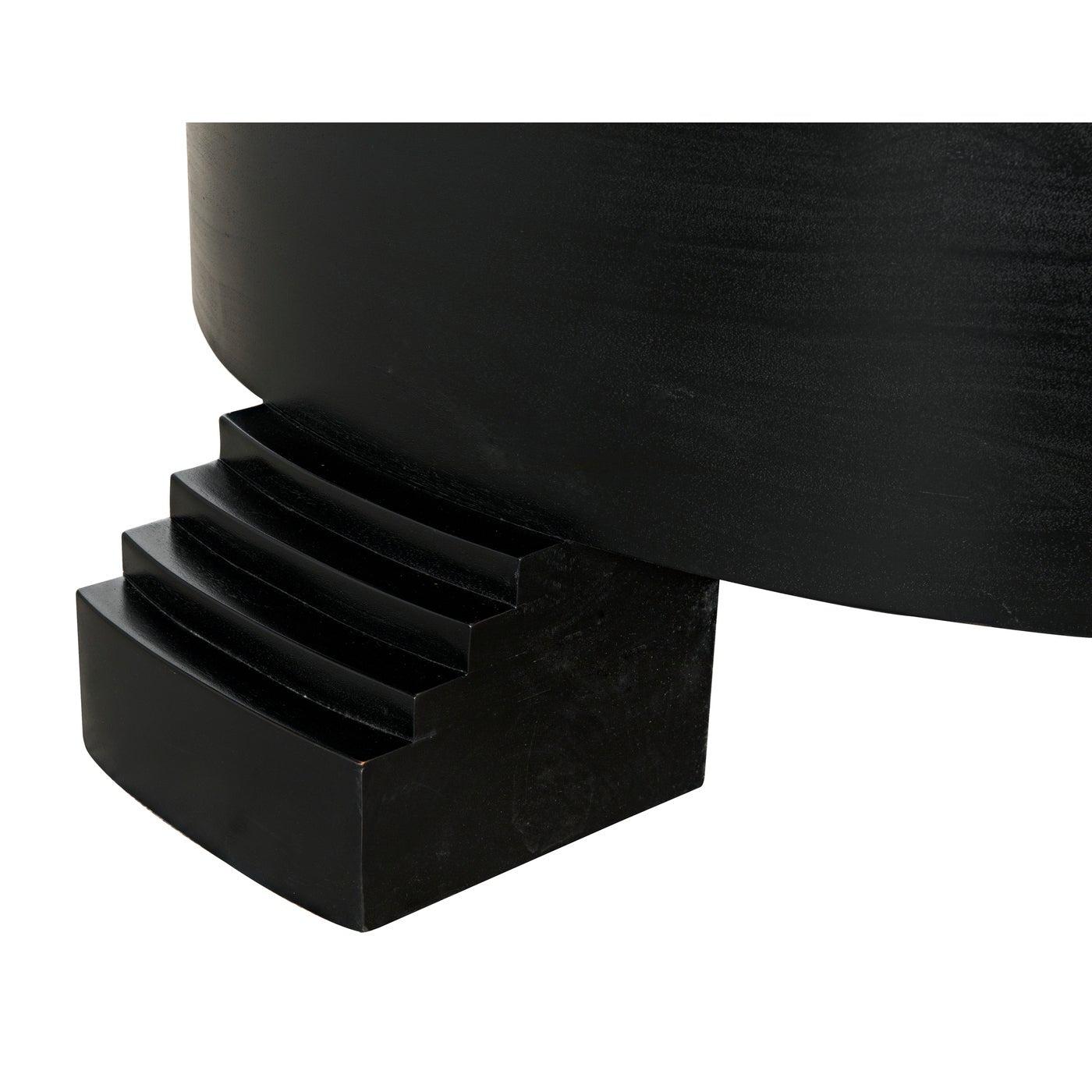 Tambour Coffee Table, Hand Rubbed Black with Veneer Top-Noir Furniture-Blue Hand Home