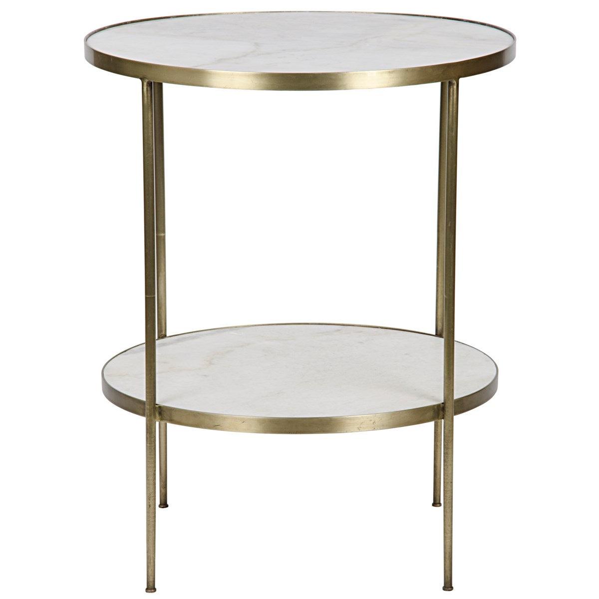 Noir Furniture Rivoli Side Table, Antique Brass, Metal and Quartz-Noir Furniture-Blue Hand Home