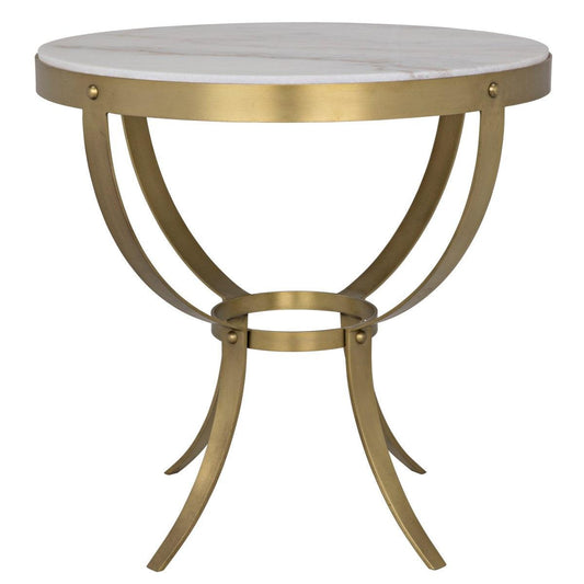 Noir Byron Side Table, Antique Brass and Stone-Noir Furniture-Blue Hand Home