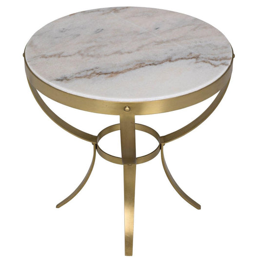 Noir Byron Side Table, Antique Brass and Stone-Noir Furniture-Blue Hand Home