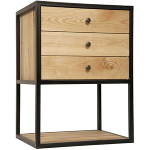 Noir Furniture Pearce Side Table, Elm and Black Metal-Noir Furniture-Blue Hand Home