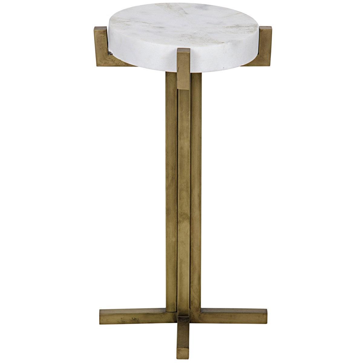 Noir Furniture Sardo Side Table, Antique Brass, Metal and Quartz-Noir Furniture-Blue Hand Home