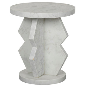 Noir Furniture Belasco Side Table, White Marble-Noir Furniture-Blue Hand Home