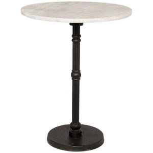 Noir Furniture Antonie Side Table, Black Metal with White Stone-Noir Furniture-Blue Hand Home