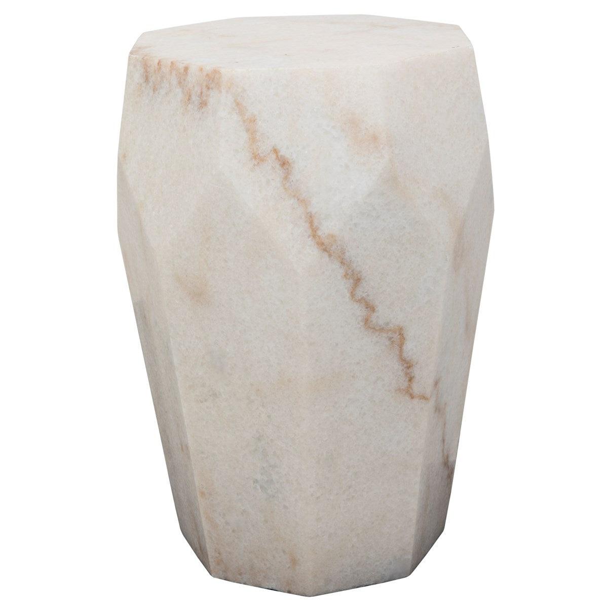 Noir Furniture Monolith Side Table, White Stone-Noir Furniture-Blue Hand Home