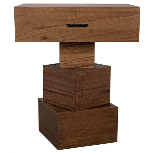 Noir Furniture Grobius Side Table, Dark Walnut-Noir Furniture-Blue Hand Home