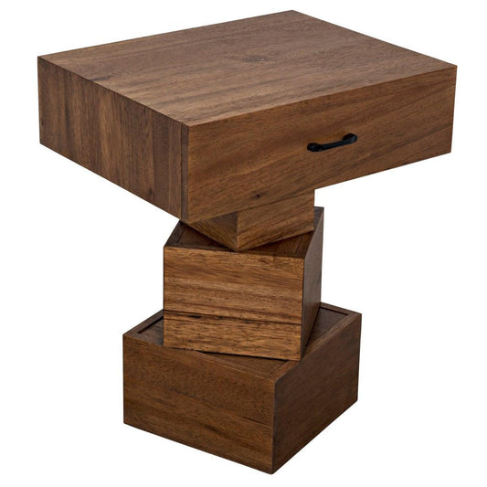 Noir Furniture Grobius Side Table, Dark Walnut-Noir Furniture-Blue Hand Home