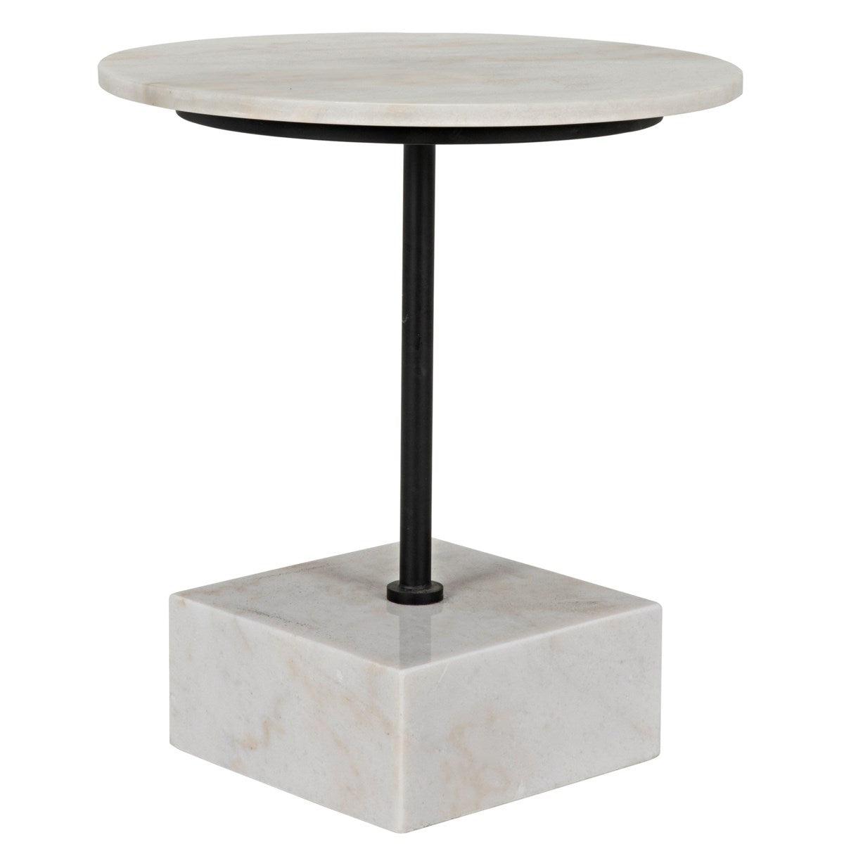 Noir Furniture Rodin Side Table, Black Metal Finish with White Stone-Noir Furniture-Blue Hand Home