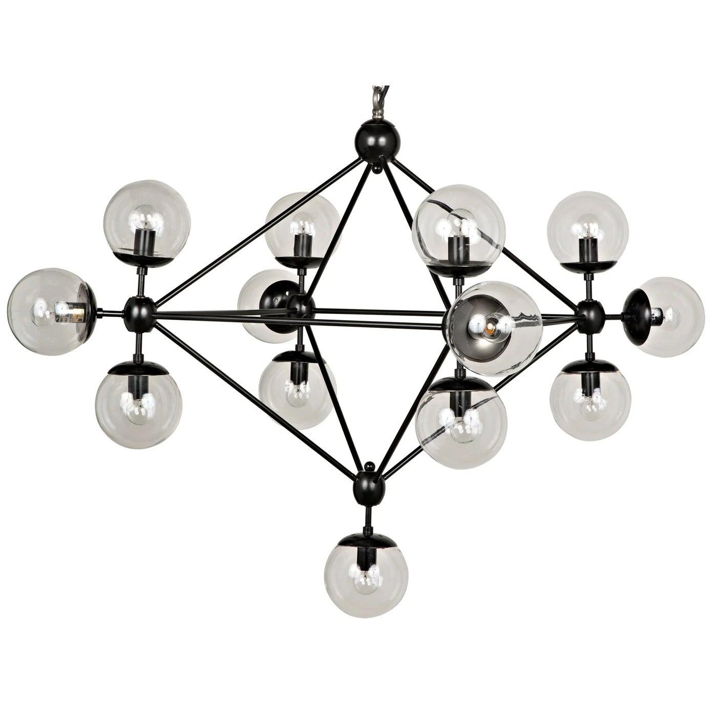 Pluto Chandelier, Small, Black Steel-Noir Furniture-Blue Hand Home